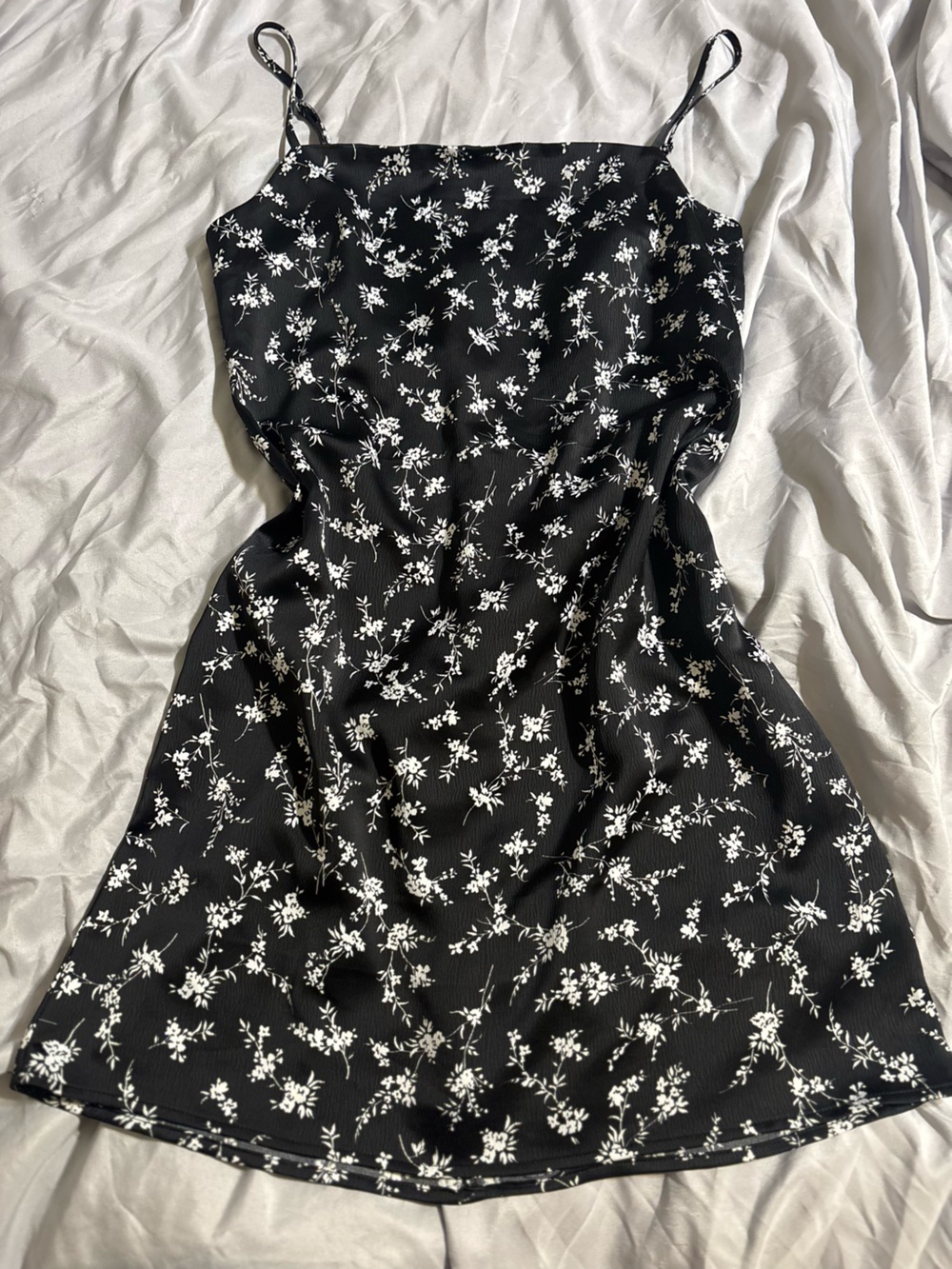 Garage Black Mini Skirt with White Floral Print